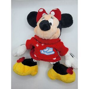 Disney Store Minnie Mouse Plush in Winter Sweater – 9”